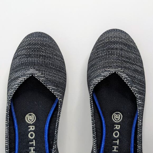 Rothy's Shoes The Flat Round Toe Women 8 Black Stripe Ballet Slip On Washable - Picture 12 of 12